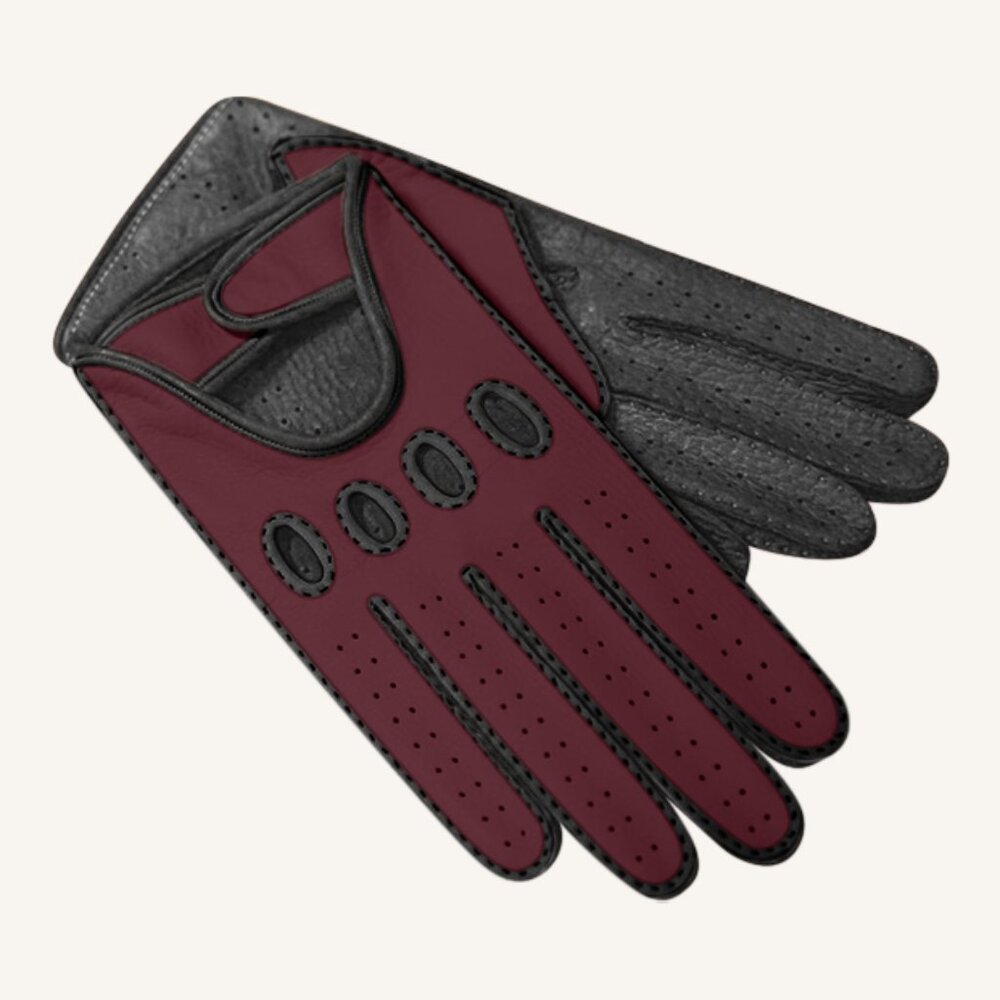 M.A.M.A. Women's Hand Gloves For Driving - Burgundy, Black
